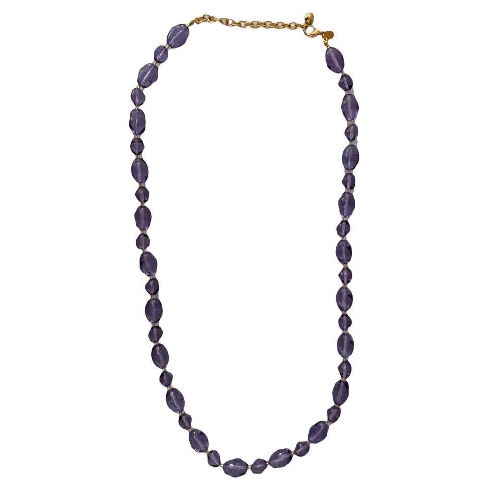 Joan Rivers Signed Gold Plated Purple Glass Bead 33" Necklace New Old Stock - Picture 9 of 9